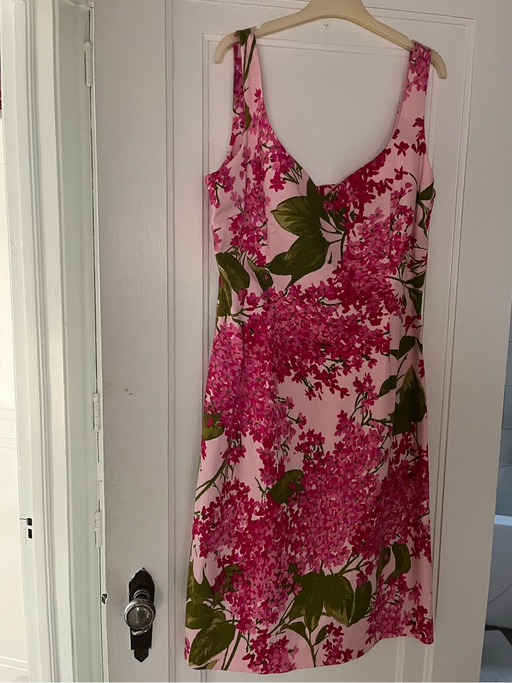 Moschino Pink Floral Slip Dress with Green Leaf Print